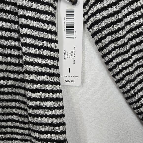 Weekends by Chico's Trailwinds Stripe Cowl Top sz 1 (M) Black Gray Long Sleeve - Picture 8 of 15